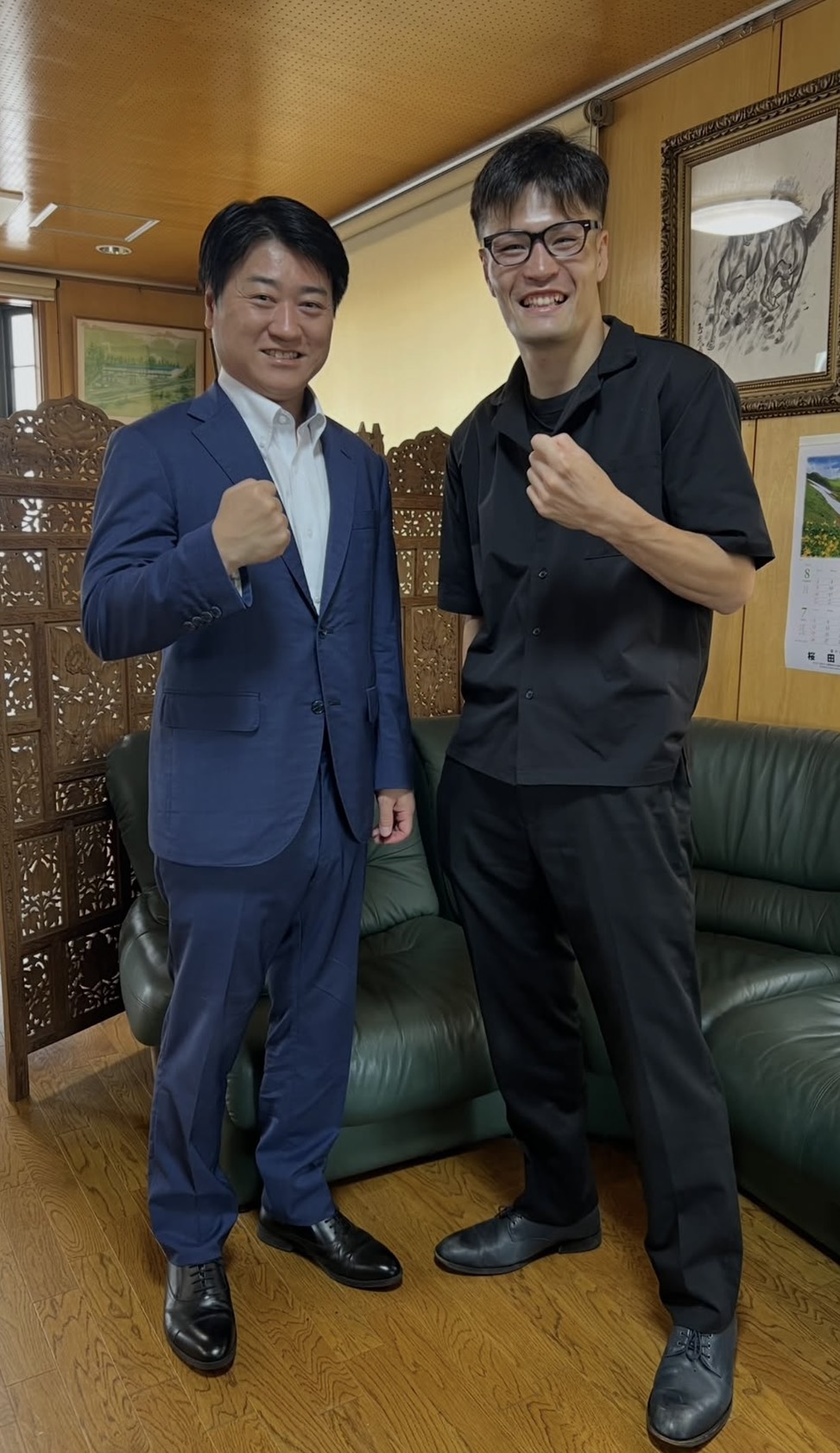 応援してくださっている桜田慎太郎さんと、試合後のご挨拶に伺った際の記念写真